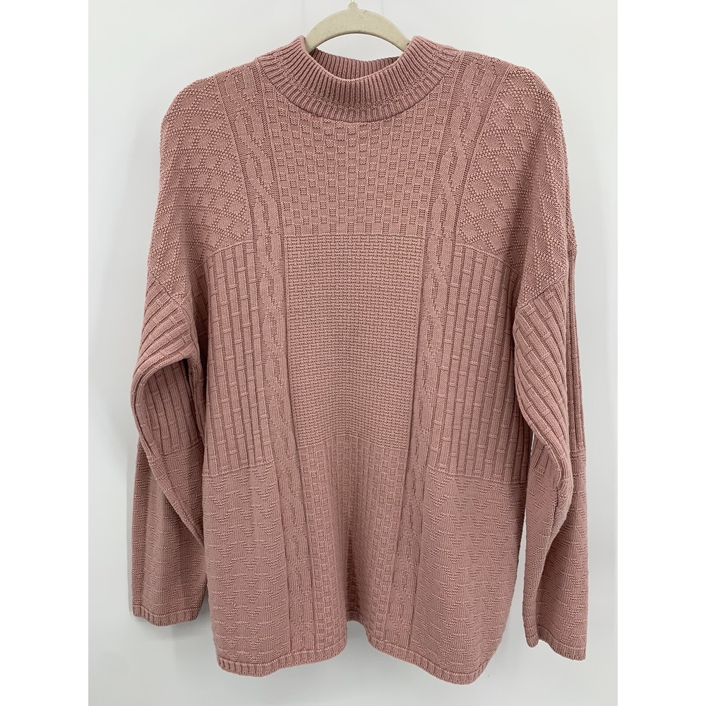 80s Vintage Spunky Sweater Women's One Size Oversized Acrylic Pullover Mauve